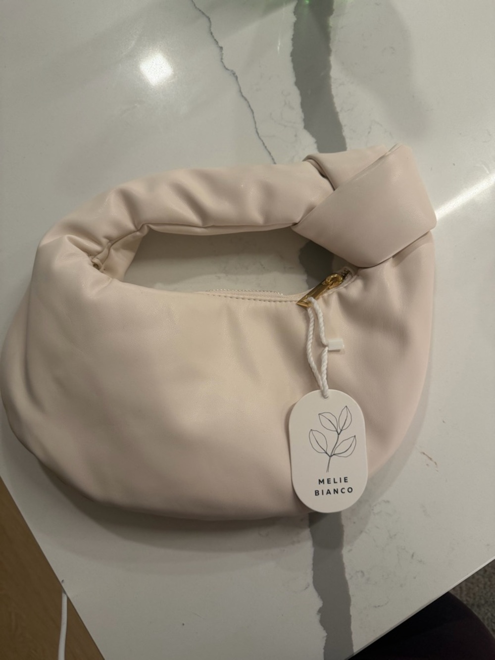 Melie Bianco Pale Cream Knotted Handle Bag